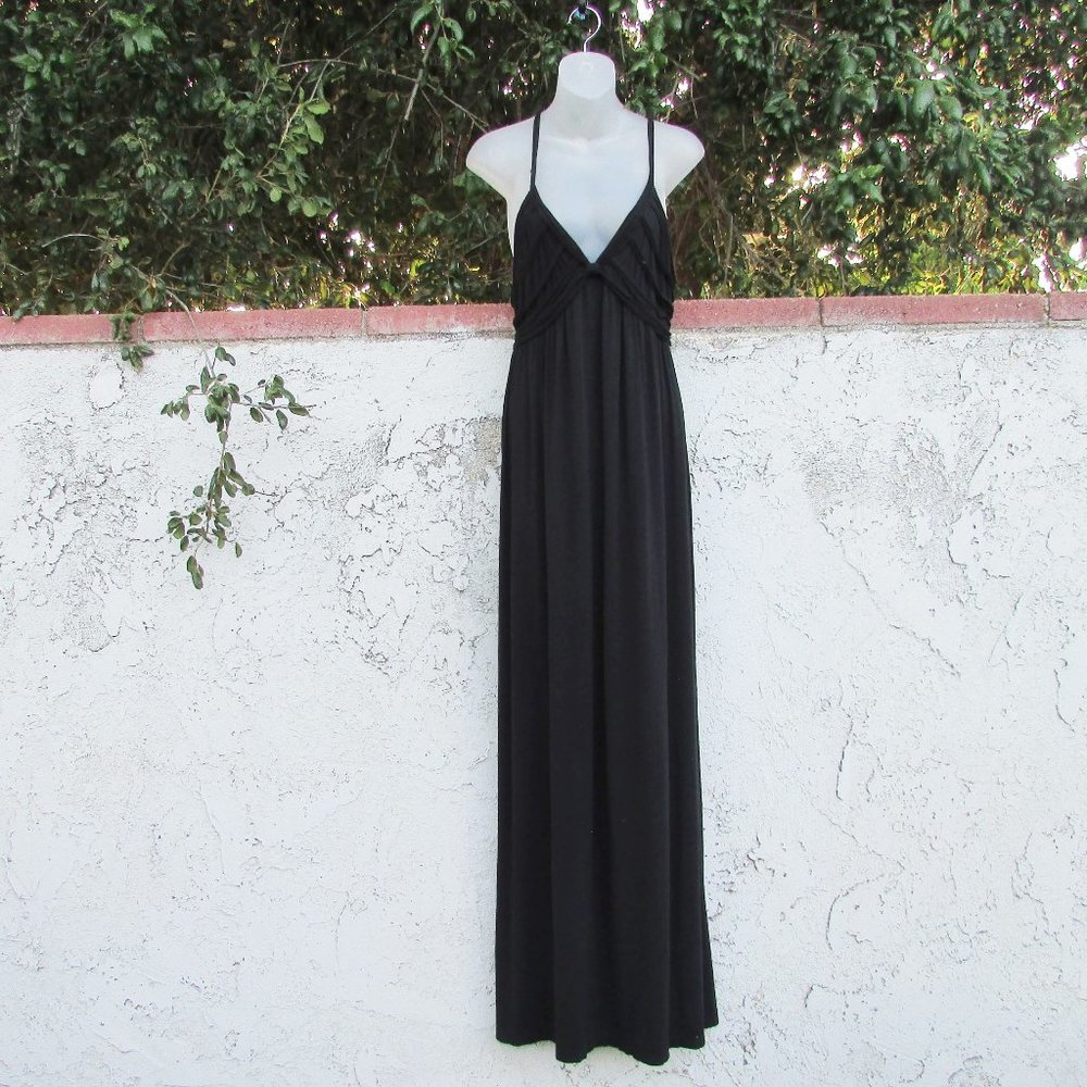 max studio halter dresses black stretch rayon maxi dress L Maxi dress